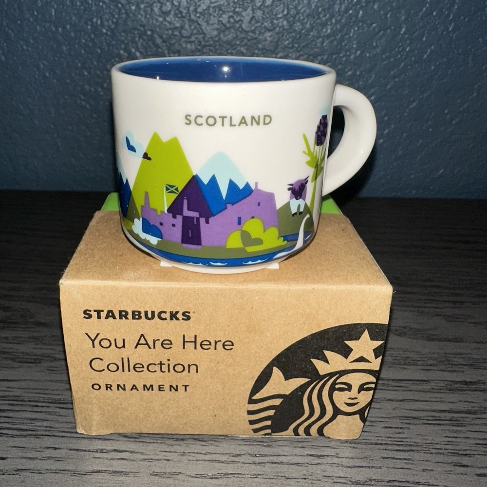 Starbucks 2oz SCOTLAND You Are Here YAH Mug Ornament Mini Espresso Cup NIB